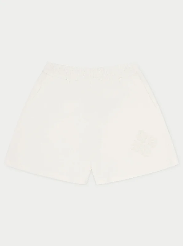 EMBLEM EMBOSSED SHORTS - OFF WHITE