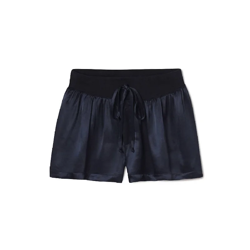 Mikel Satin Boxer Short With Draw String In Navy