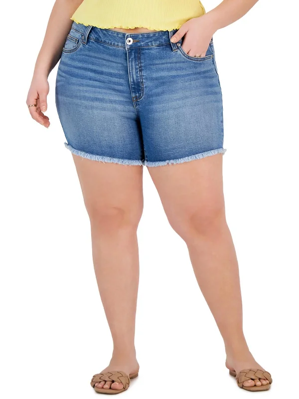 Plus The Sugar Womens High Rise Mini Denim Shorts