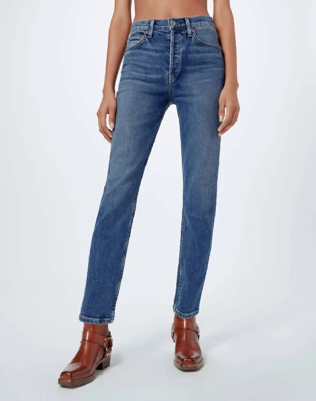 90's High Rise Ankle Extra Crop Jeans In Mid 70's