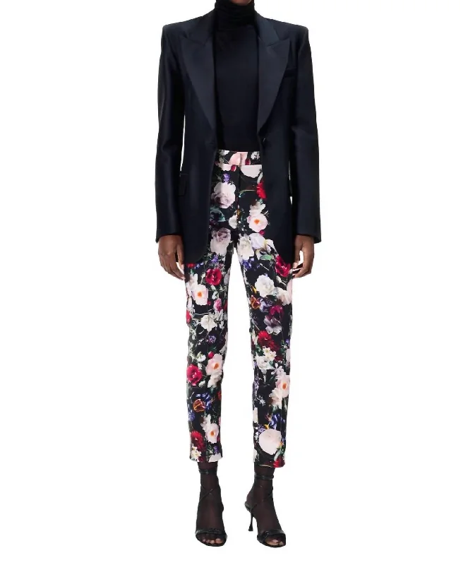 Daphne Pant In Printed Cotton In Black Floral