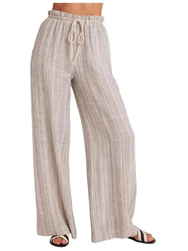 Drawcord Wide Leg Pants In Beige