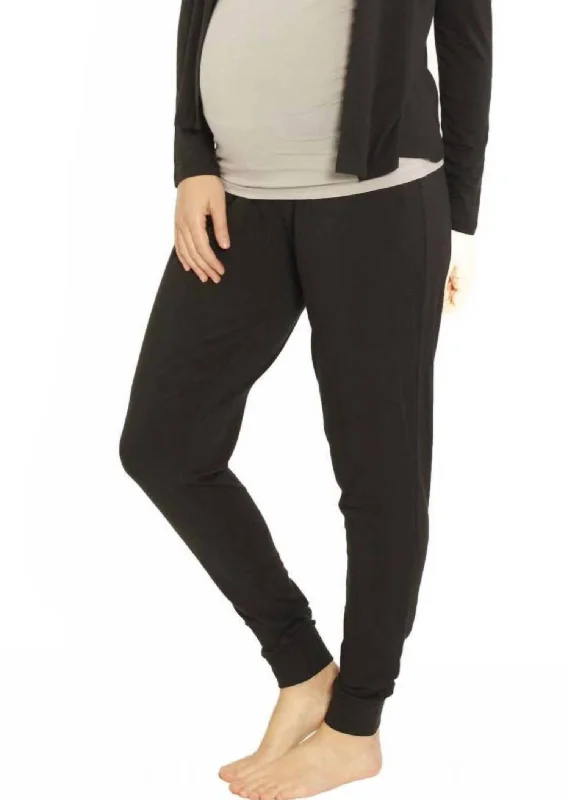 Ella Cuffed Maternity Lounge Pants In Black