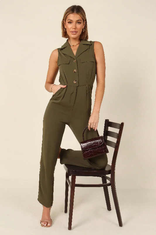 Kayne Sleeveless Jumpsuit - Olive