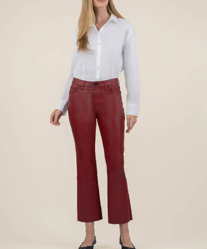 Kelsey Coated High Rise Ankle Pants In Red