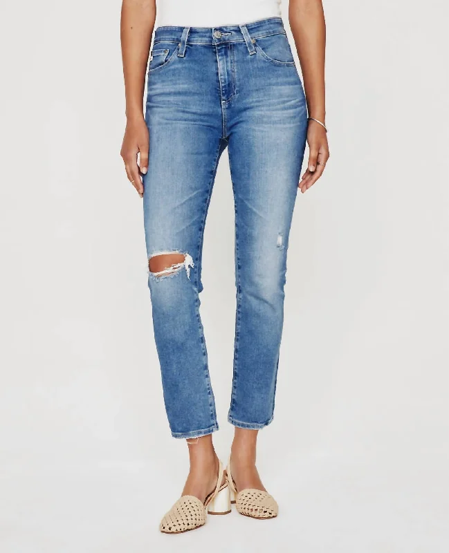 Mari Crop Straight Leg Jeans In Denim