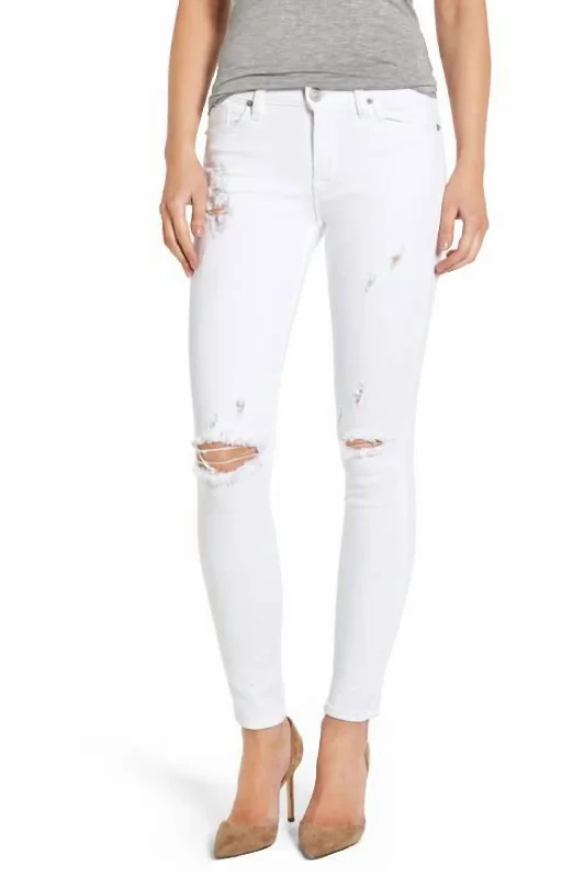 Midrise Nico Jeans In Optical White Destructed