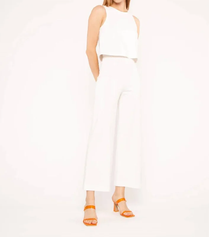 Ponte Straight Leg Cropped Pants In Off White