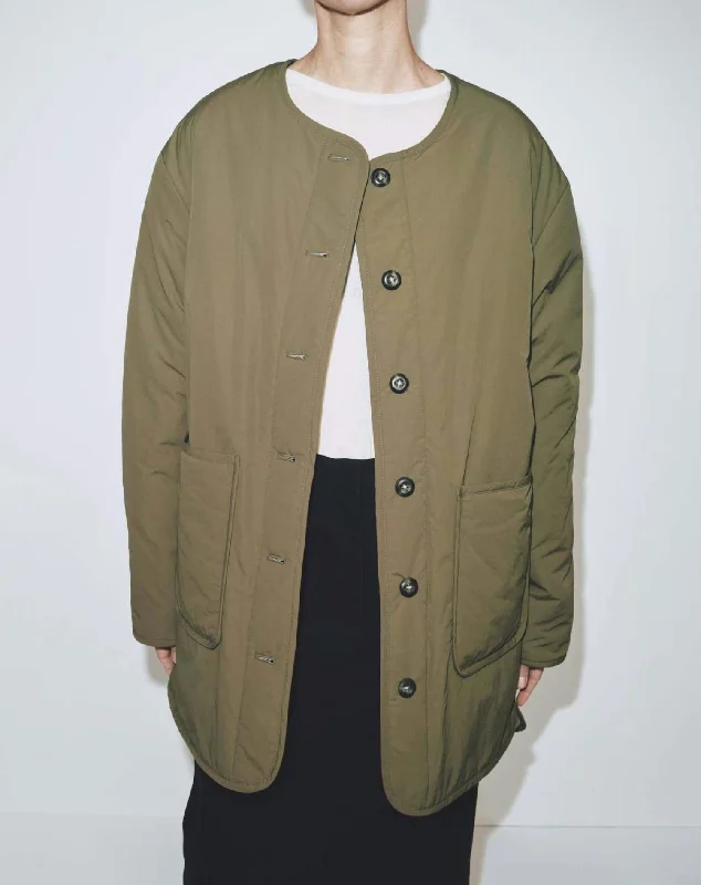 Reversible Padded Jacket In Olive/ Cream