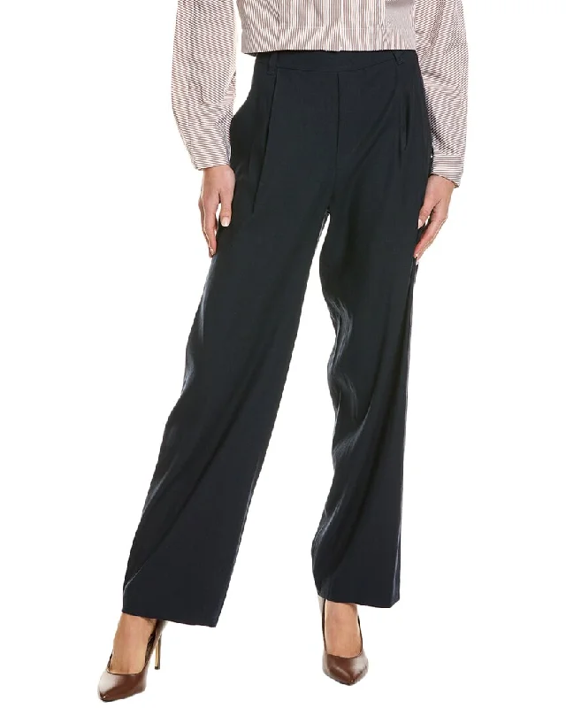 Vince Straight Leg Pull-On Linen-Blend Pant