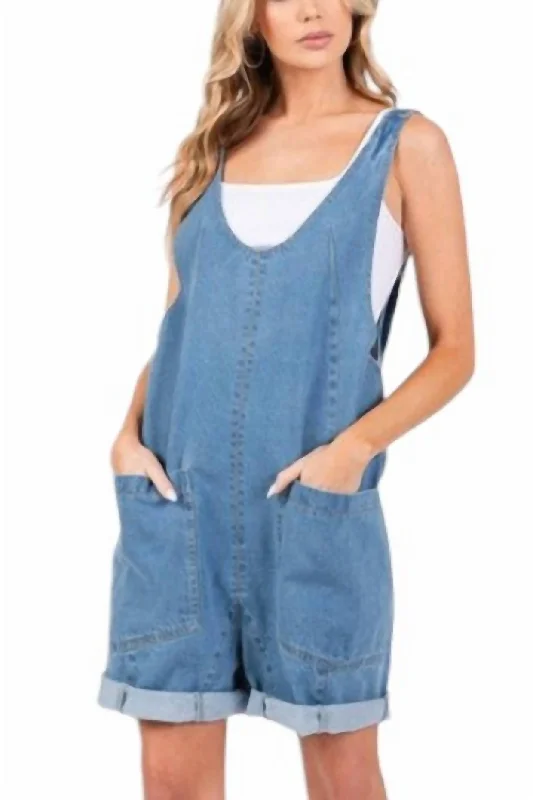 Vincent Denim Overall Shorts Jumpsuit Romper