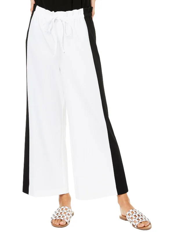 Womens Paperbag Colorblock Wide Leg Pants