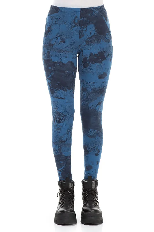 Azure Marble Cotton Leggings