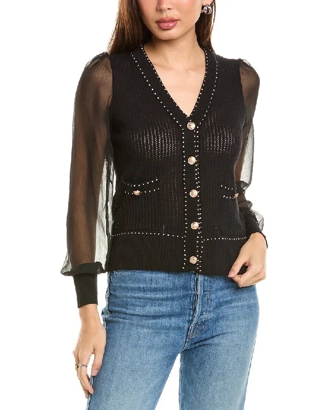 Lea & Viola Sheer Sleeve Cardigan