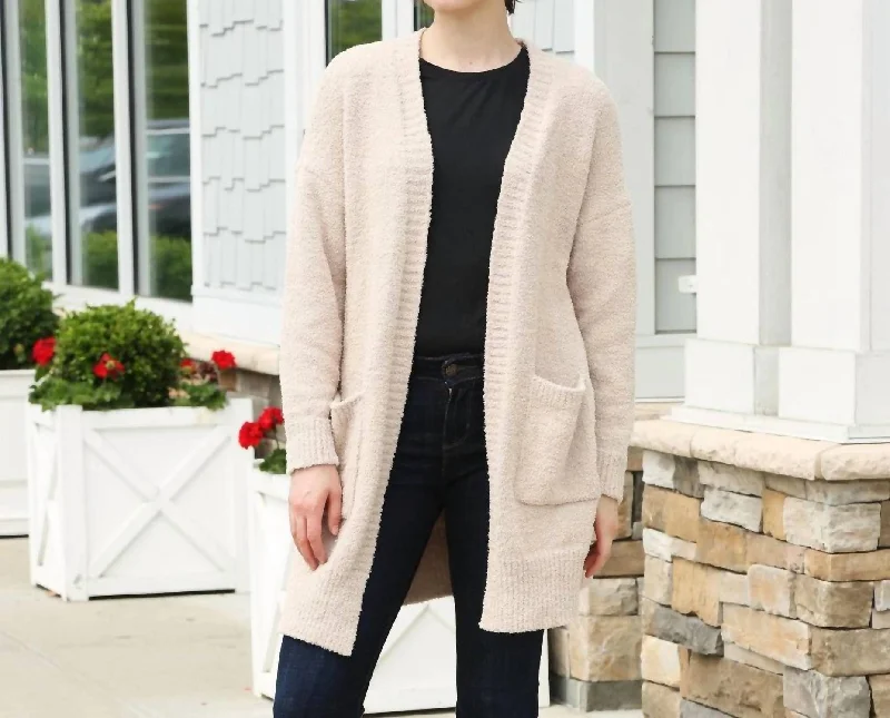 Lux Comfy Cardigan In Beige