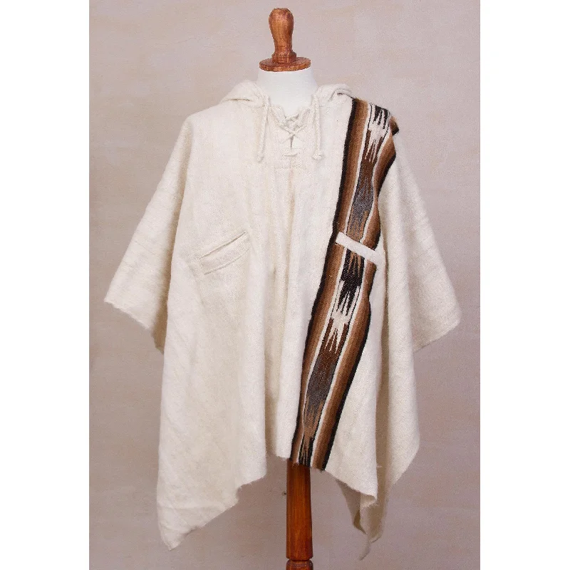 Men's Beige Alpaca Poncho