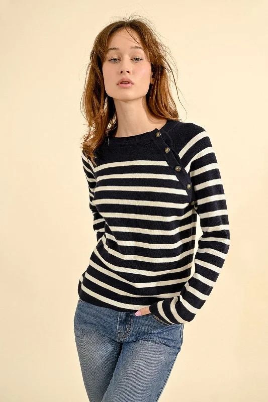 Molly Bracken Navy Knitted Sailor Sweater