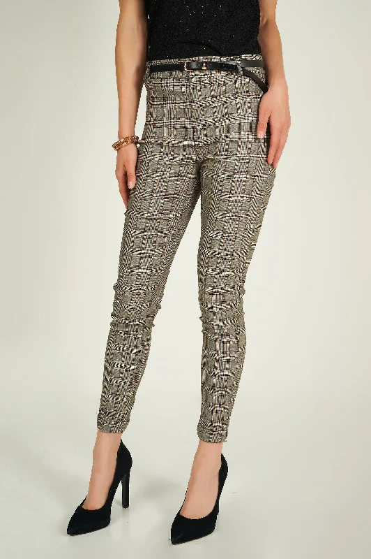 Plaid pant with belt - YP4532 - (E-C8)