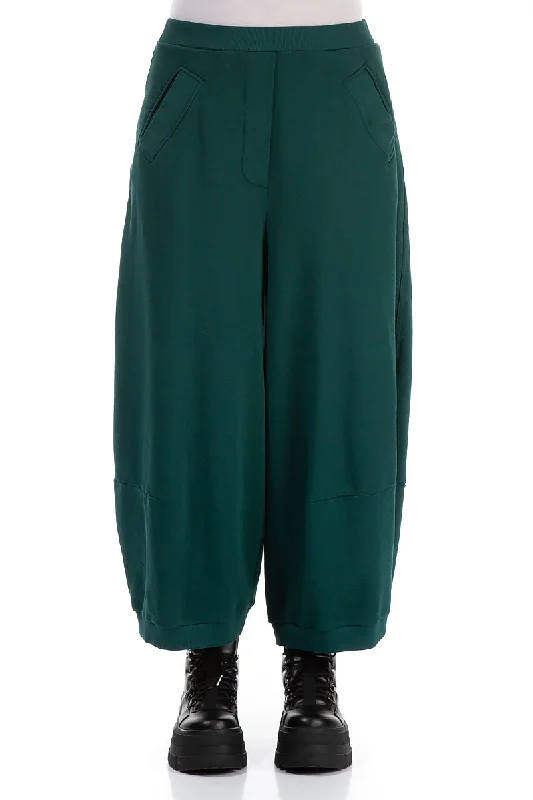 Wide Emerald Cotton Trousers