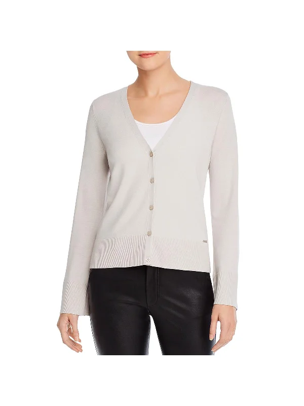 Womens Bell Sleeves V Neck Cardigan Sweater