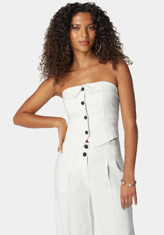 Linen Strapless Vest Top