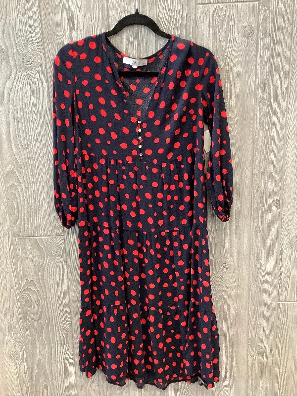 Dress Casual Midi By Loft In Navy, Size: Petite   Xs