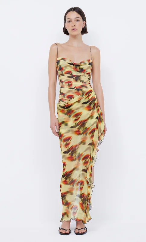 FIORE ASYM MAXI DRESS - CITRUS ROSE