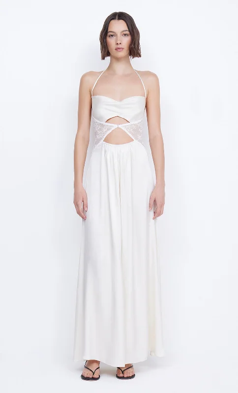 SANTAL HALTER MAXI DRESS - IVORY